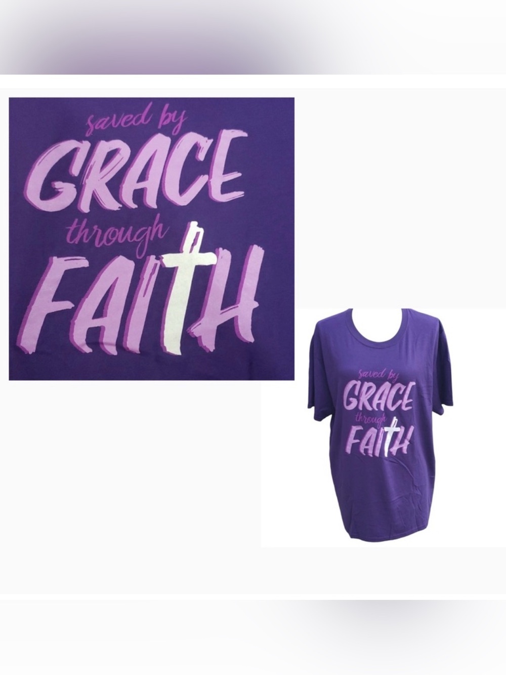 Saved by Grace through Faith purple T-Shirt